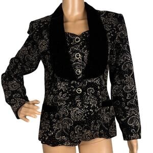 Vintage Scott McClintock Tuxedo Jacket Black Velvet 6P Holiday Whimsygoth Boho